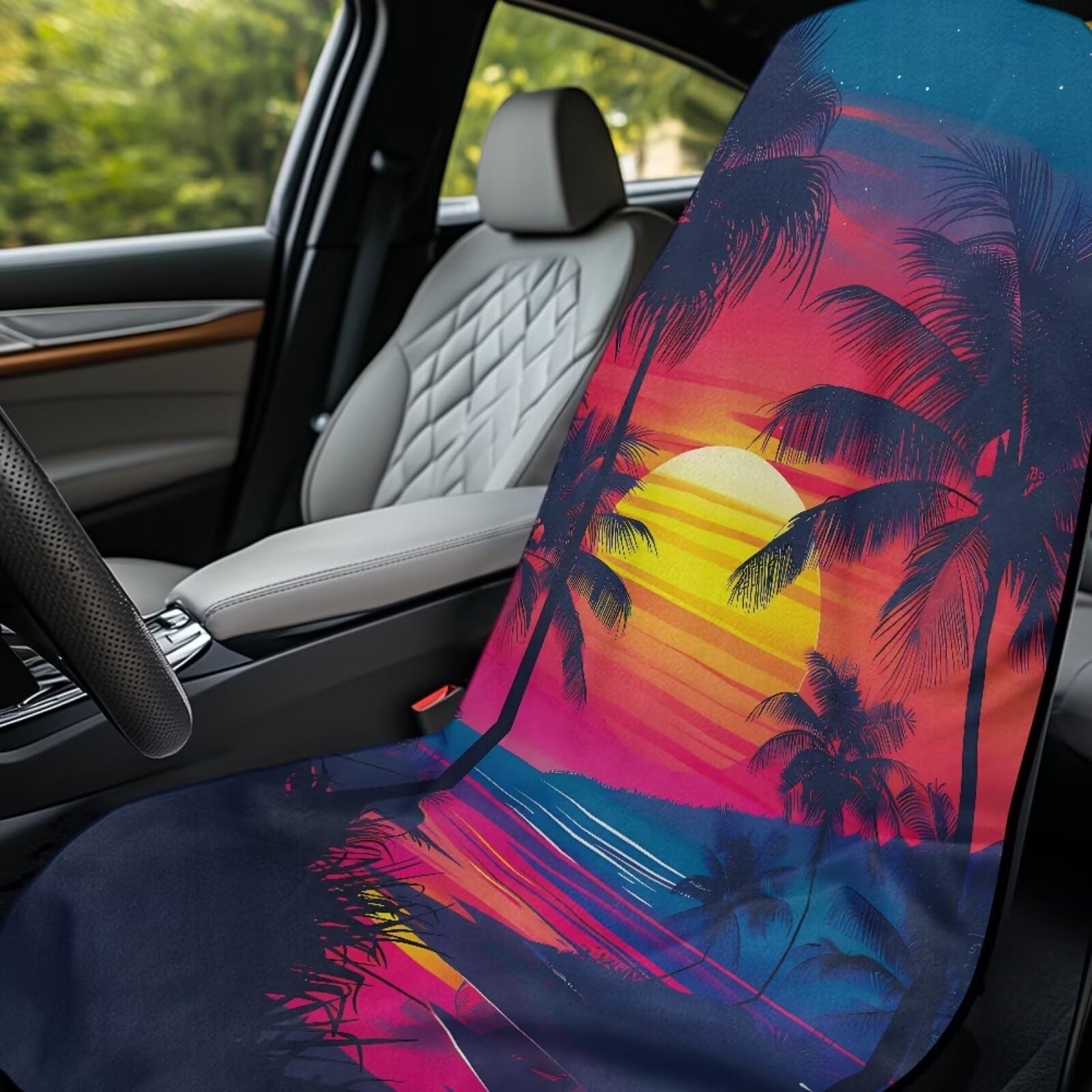 JOAIFO Car Seat Towel Cover After Gym, Palm Tree Microfiber Towels for Car, Sedan, Truck, Van, SUV, Soft Sweat Towel for Workout,Running,Swimming,Beach and Hiking