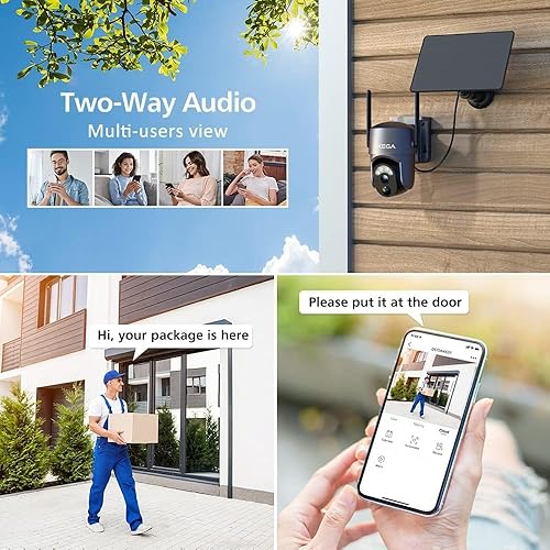Miniatura 5 de Xega Cámara de seguridad solar inalámbrica para exteriores, cámara de vigilancia WiFi, cena de seguridad para el hogar, cámara CCTV HD PTZ, visión