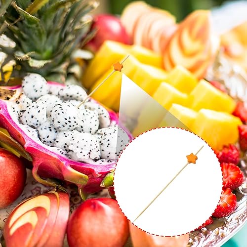 Miniatura 4 de ONLYKXY 20 palillos de cóctel de estrellas, palitos de bambú para comida, palillos de dientes de madera, palillos de madera para revolver café, 4.7