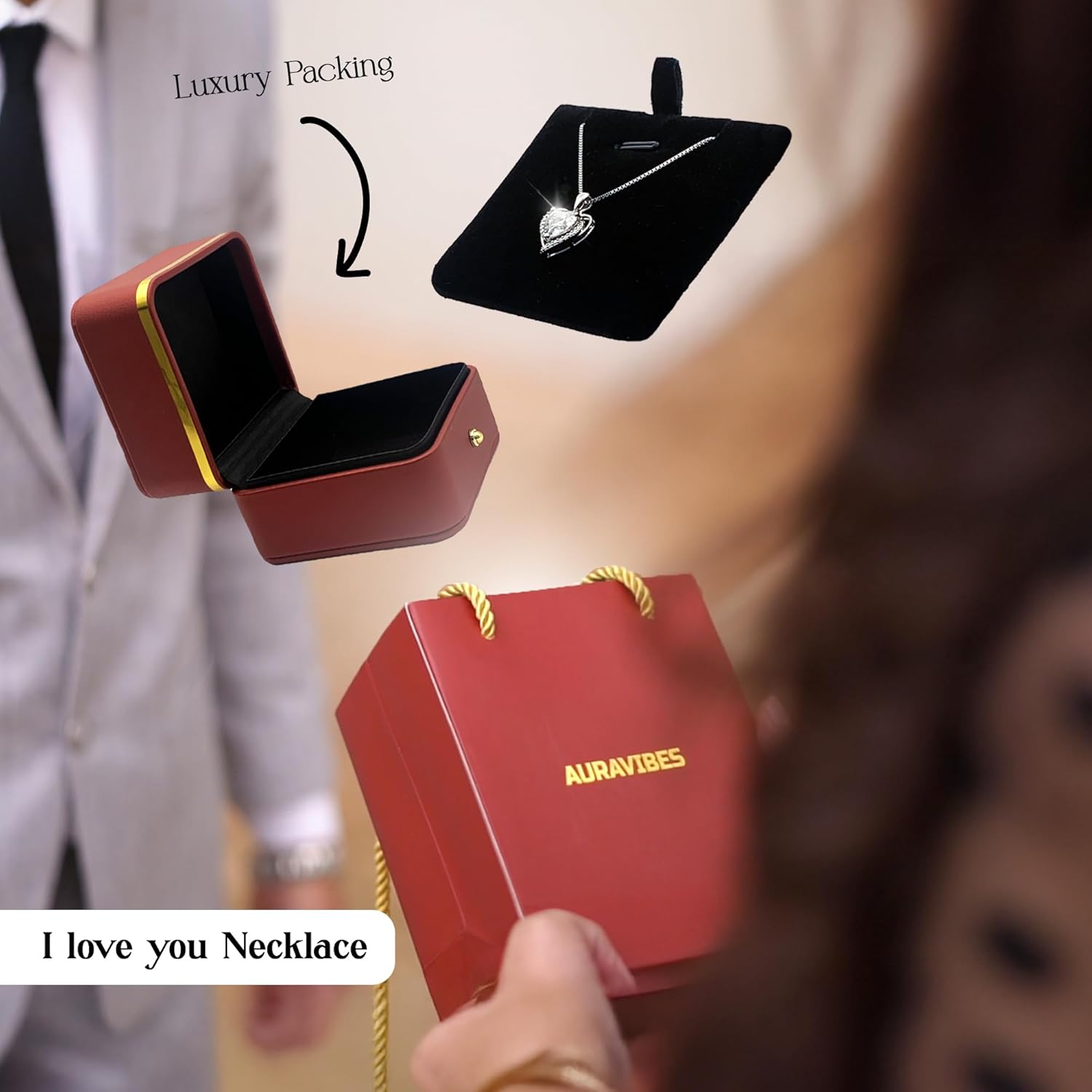 Auravibes Moissanite Heart Necklace for Women, 2-Carat Real Sterling Silver Pendant with “I Love You” Engraving, Valentine’s Day, Anniversary, Birthday or Christmas Gift for Wife, Girlfriend, Mom - Image 7