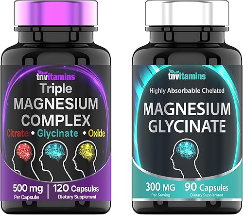 Complejo Triple Magnesio 500mg (120 Cápsulas) y Glicinato de Magnesio 300mg (90 Cápsulas)