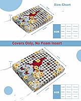 Vista 5 de Paquete de 2 fundas de cojín para silla, extraíbles, impermeables, con diseño de gnomos de mariquita, diseño de margaritas negras a cuadros