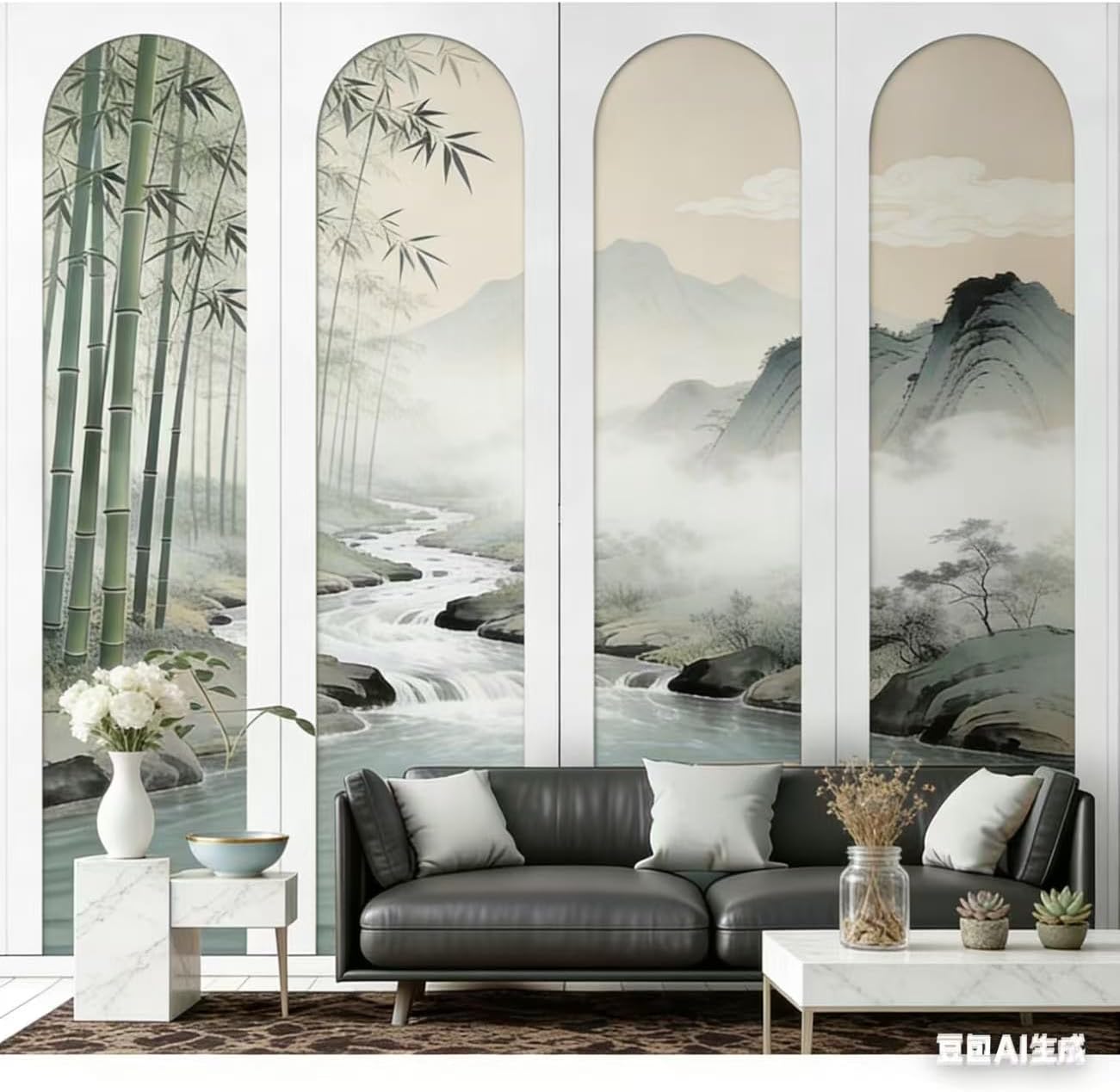 4 Set 118 x 31.5 in Thicken Premade Arch MDF Wall Molding Kit | 118 x 31.5 Inch Paintable Arch Wainscoting Panel Board for DIY Home Bedroom Living Room Decor, Batten Wall Panel Decor