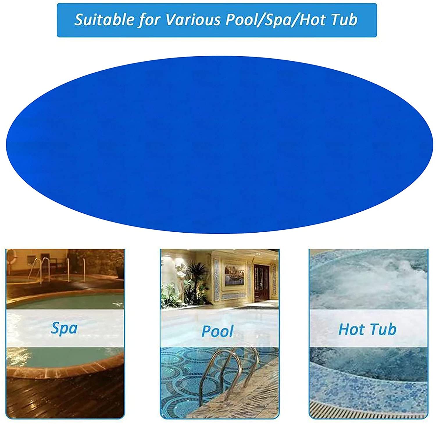 Schwimmbadabdeckung, Solar-Poolabdeckung, Pool-Solardecke, Pool-Staubschutz, regensichere Poolabdeckung für oberirdische Swimmingpool-Rahmenpools, reduziert Wasserverdunstung (rund, 10 Fuß bis 300 c
