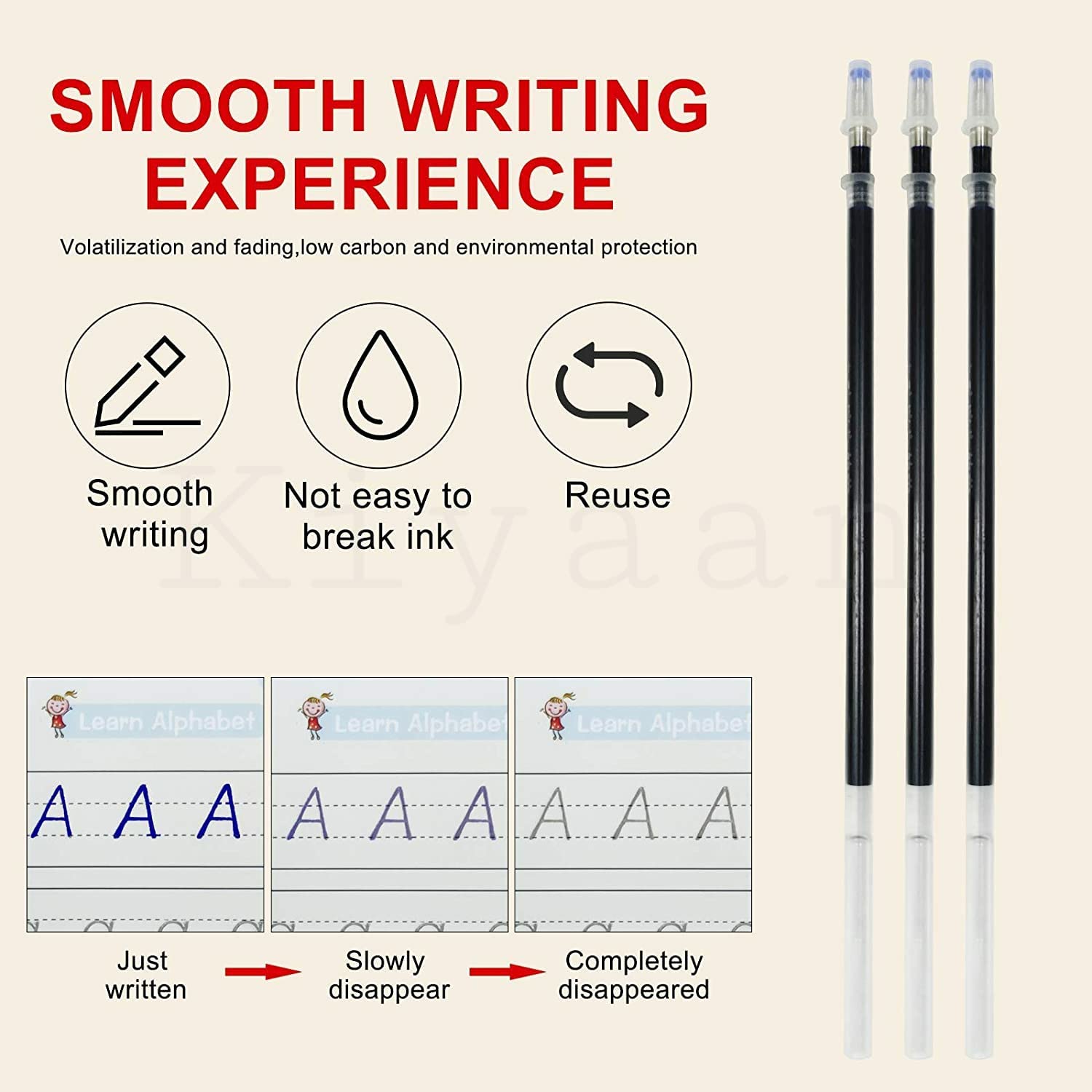 Kiyaan Magic Pens&Refills For Reusable Magic Practice Copybook,Drawing Pen Of Invisible Ink,Writing Training Aid Pencil Grip, Calligraphy Tracing Book Material For Kindergarten Kids-21 Pcs,Assorted 4