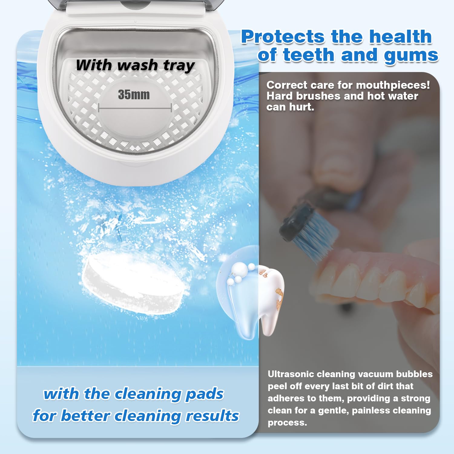 Pulitore A Ultrasuoni Per Apparecchi Dentali - Con Luce UV, 230ml, Per Protesi E Gioielli - Foto 2