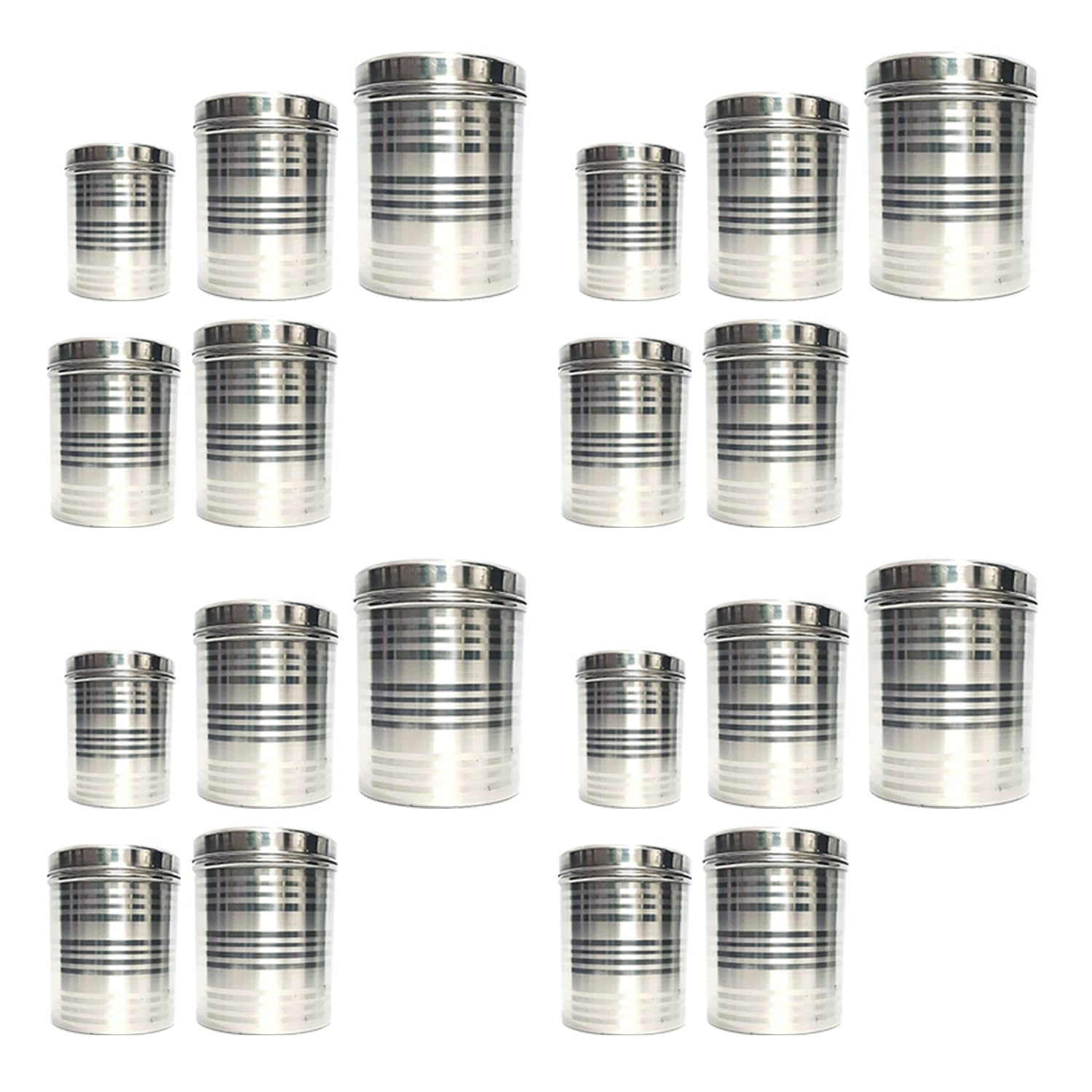Kuber Industries Stainless Steel Kitchen Containers Set | Durable & Stackable | Wobble Free, Easy to Clean & Multipurpose | Kitchen Storage Container Set of 5 - Assorted (Pack Of 4)