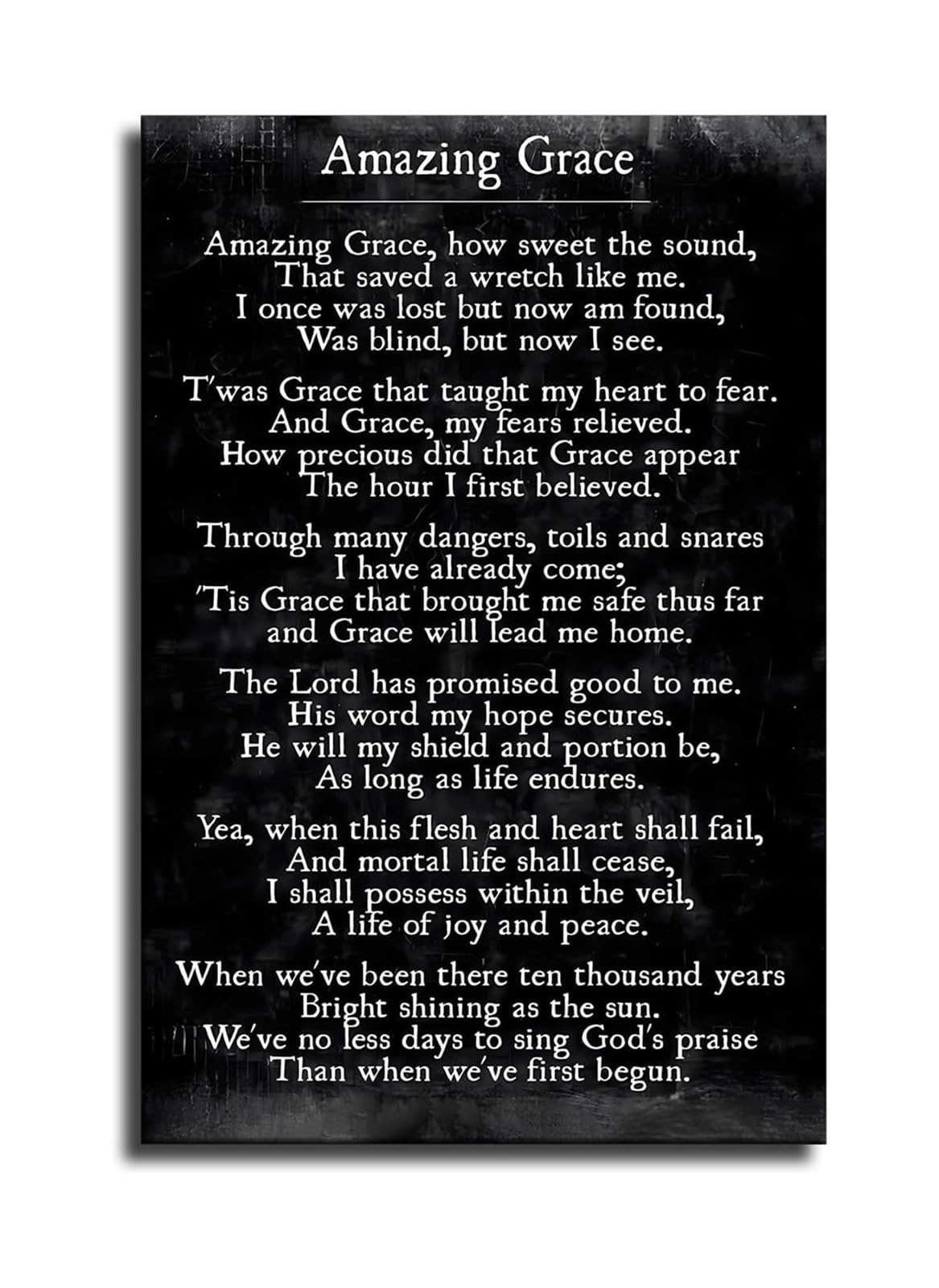 BIRXPMOS Uplifting Christian Gift: Amazing Grace Canvas - Hymn Lyrics Wall-Art for Pastor Appreciation, Home, or Spiritual Sanctuary(Framed,16x24inch(40x60cm))
