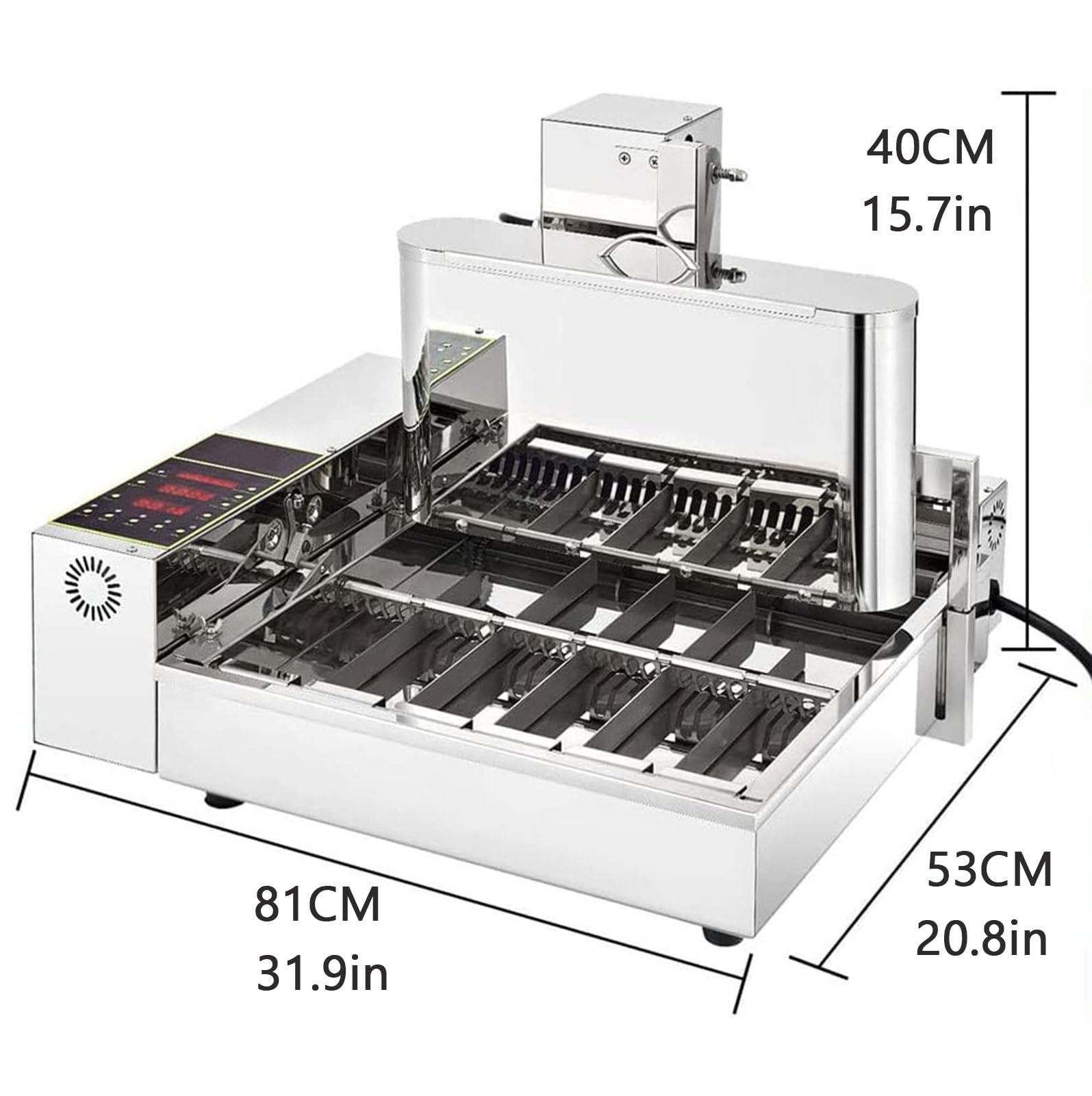 Máquina para hacer donas comercial de 4/6 filas, totalmente automática, con panel de control inteligente, 1800 piezas/H, grosor ajustable, freidora automática de donas 4,6