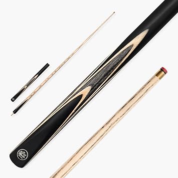 CRUCIBLE Hand Spliced   Jointed 57 Inch Snooker Pool Cue with Smooth Premium Ash Shaft and Ebony Style Butt with a 9.5mm Pro Leather Tip   Includes 6 Inch Mini Butt Extension
