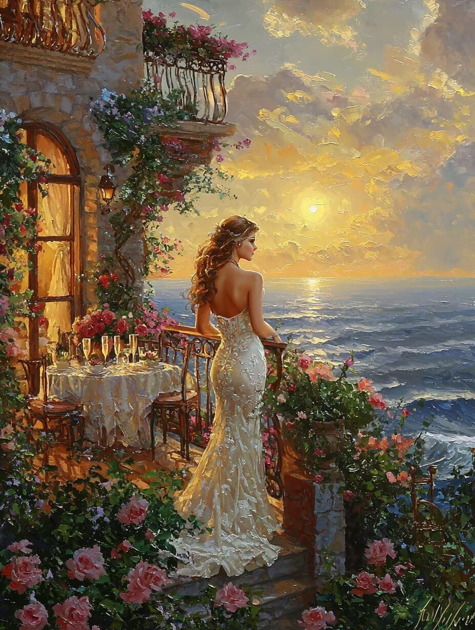 5D Diamond Painting Kit donna vista mare, Pittura Diamante 100x130cm d-631 | Diamond Painting, Pittura Diamante per Adulti e Bambini, Kit DIY Punto Croce per Decorazione Murale la casa - Regalo