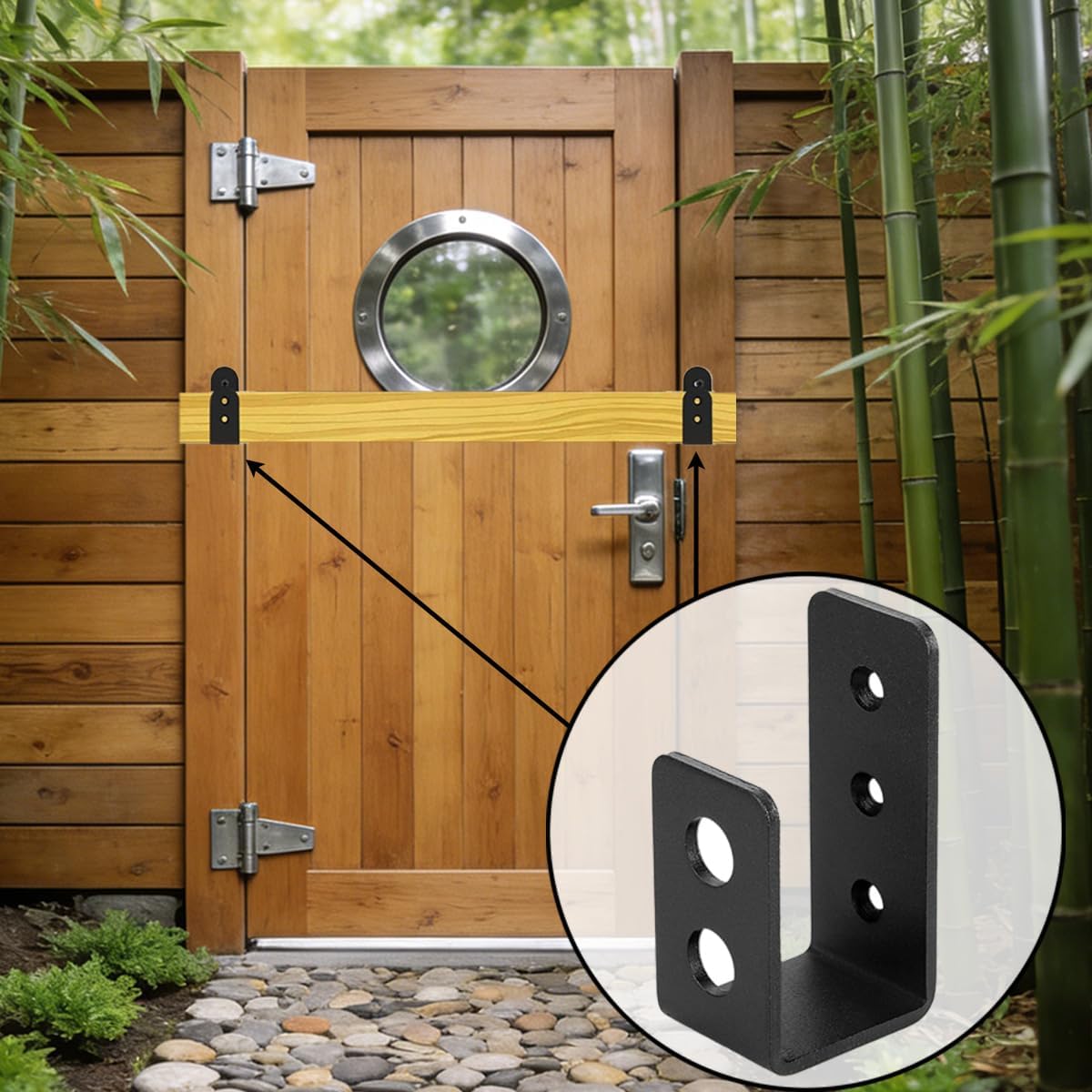 2x4 Door Barricade Brackets (4 Pack) - Heavy Duty U-Shaped Security Bar Brackets for Reinforcing Doors on Homes, Garages, Barns, Sheds & Gates - Includes Mounting Hardware