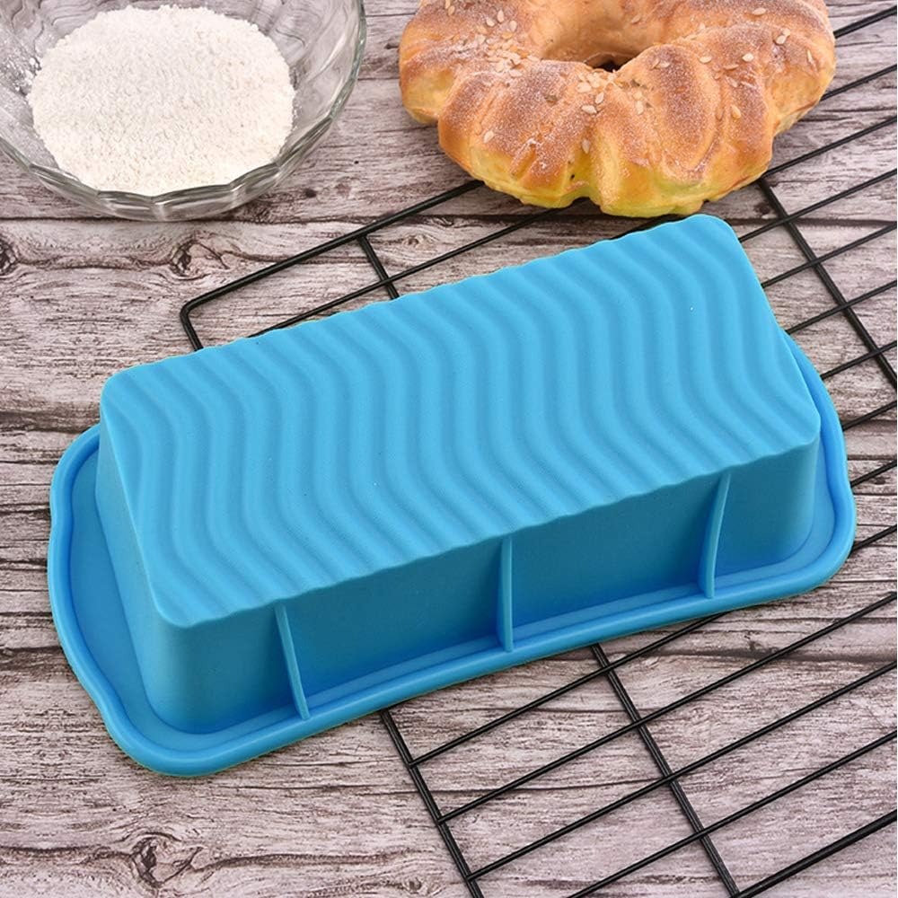 SourceTon 2 Packs Silicone Loaf Pan, rectangular Silicone Mold Baking Tools Candy Toast Mould for Homemade Bread Making,Soap, Fudge, Meatloaf- Red, Blue