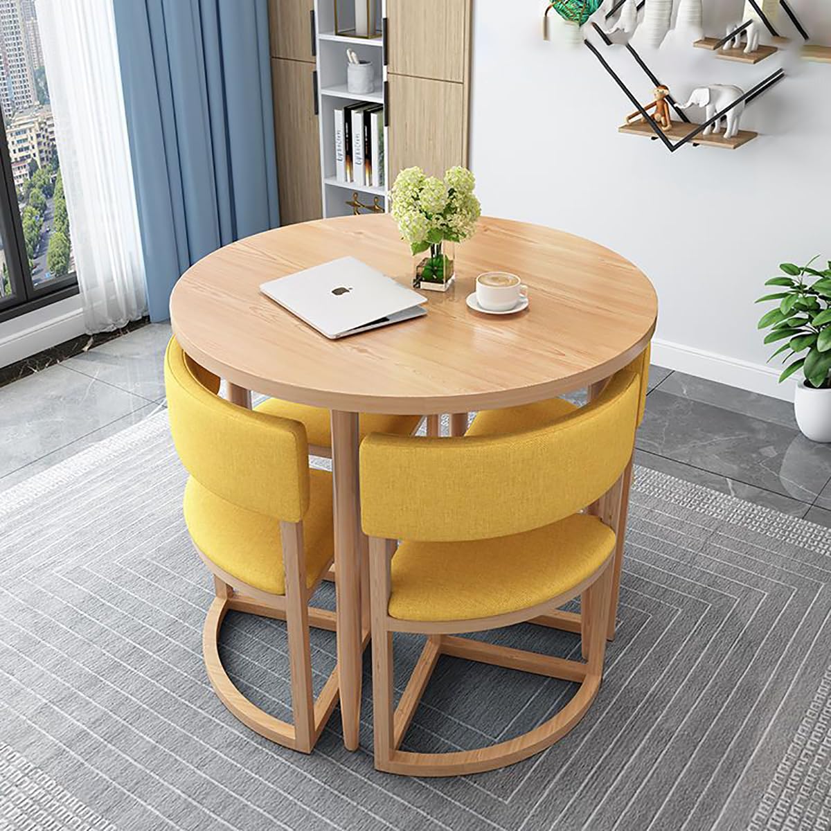 Reception Table and Chair Set for Small Offices - Round Conference Table with Chairs for Club, Sales Meetings, and Negotiations - Stylish & Compact Design
