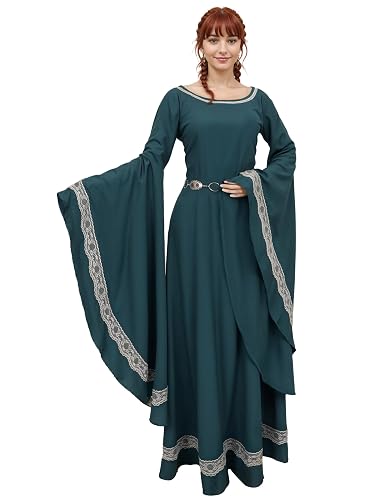 Daizbella Renaissance Dress Gown for Women - Medieval Dress with Lace Decoration for Halloween Party or Renaissance Fair - Small - Dark Green