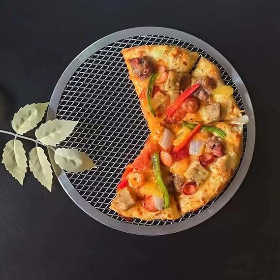 Non-Stick Pizza Tray Aluminum Mesh Pizza Screen Baking Tray, Round Pizza And Pasta Baking Pan For Even Heat Distribution, Reusable Kitchen Tool For Home Oven, Cookware Accessory(14 in)