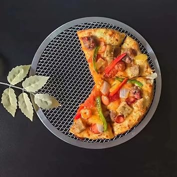 Non-Stick Pizza Tray Aluminum Mesh Pizza Screen Baking Tray, Round Pizza And Pasta Baking Pan For Even Heat Distribution, Reusable Kitchen Tool For Home Oven, Cookware Accessory(14 in)