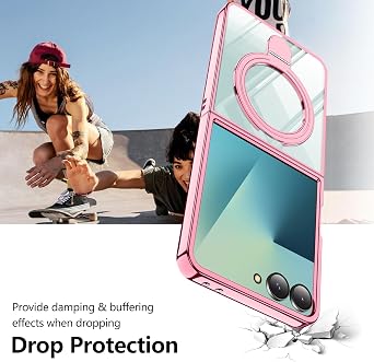 Compatible with Galaxy Z Flip 7 Case with O-Ring Stand Clear Case