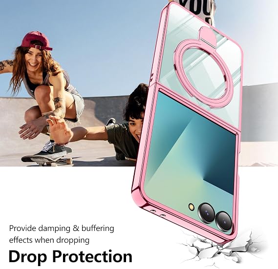 Compatible with Galaxy Z Flip 7 Case with O-Ring Stand Clear Case