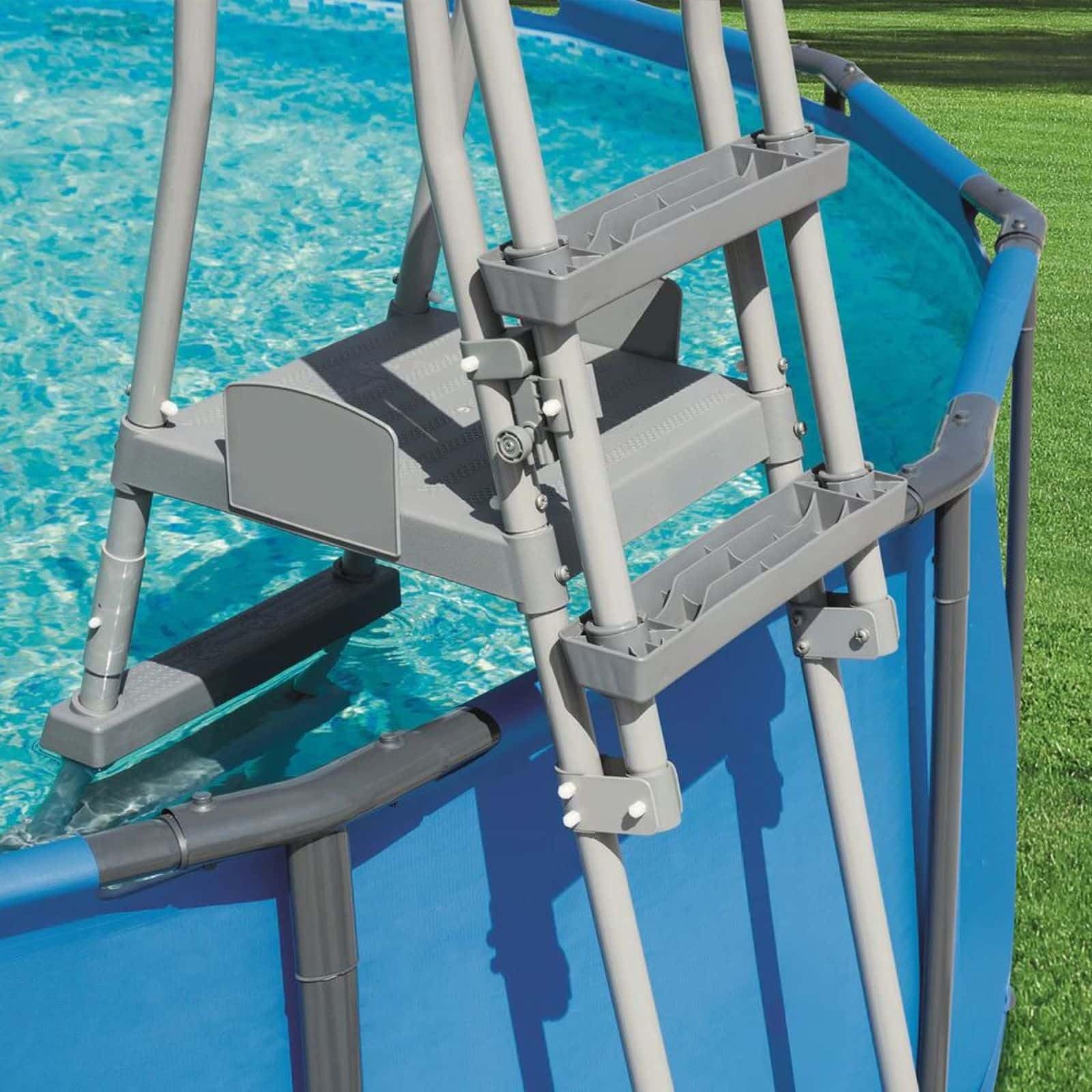 Bestway Flowclear Sicherheitsleiter 1.22m Grau 4-stufige 122 cm