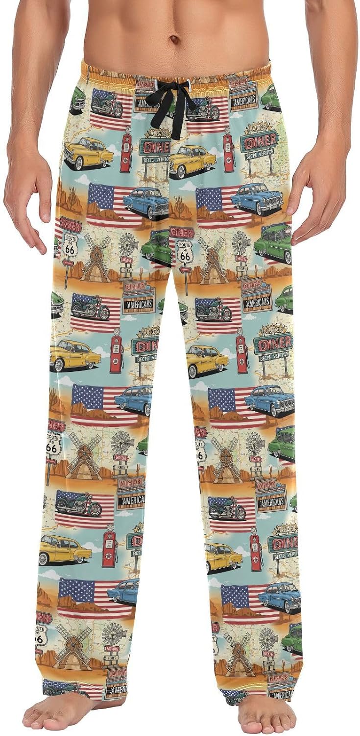 Mens Pajama Bottoms with Pockets Super Soft Wide Leg Sleep Lounge Pants for Men S-2XL