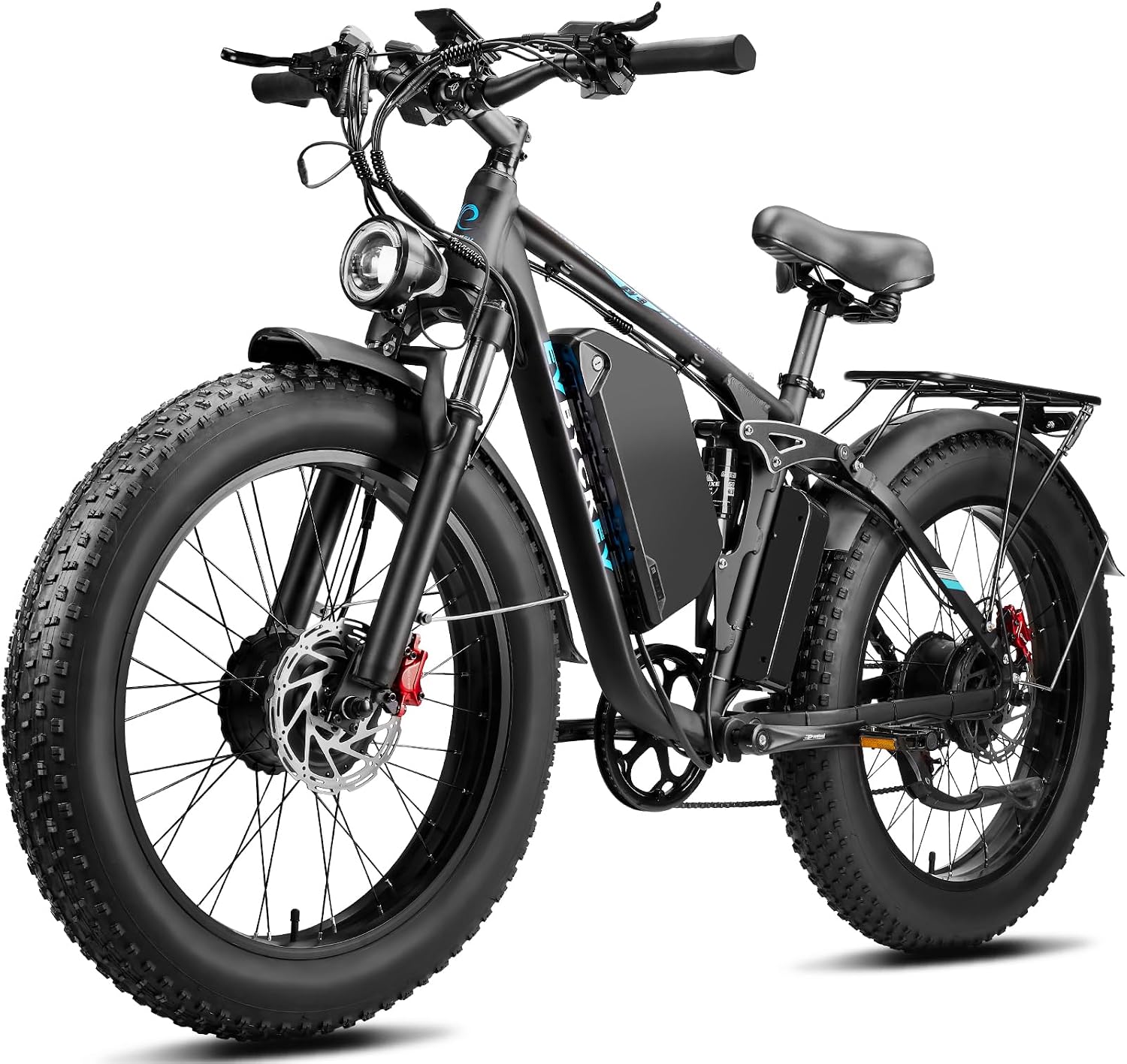 9000W Peak Dual Motor Ebike,58V Max 34Ah Adults Electric Bike,Up to105 Miles Range 47MPH Top Speed Fast Ebike,Full Suspension 24Inches Fat Tires Mountain E Bicycle for Sand Snow Beach&Off-Road