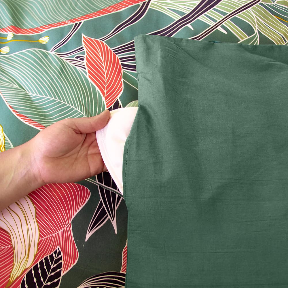 Coste Deco - Set di biancheria da letto per adulti, 220 x 240 cm, in cotone, motivo tropicale, colore: verde