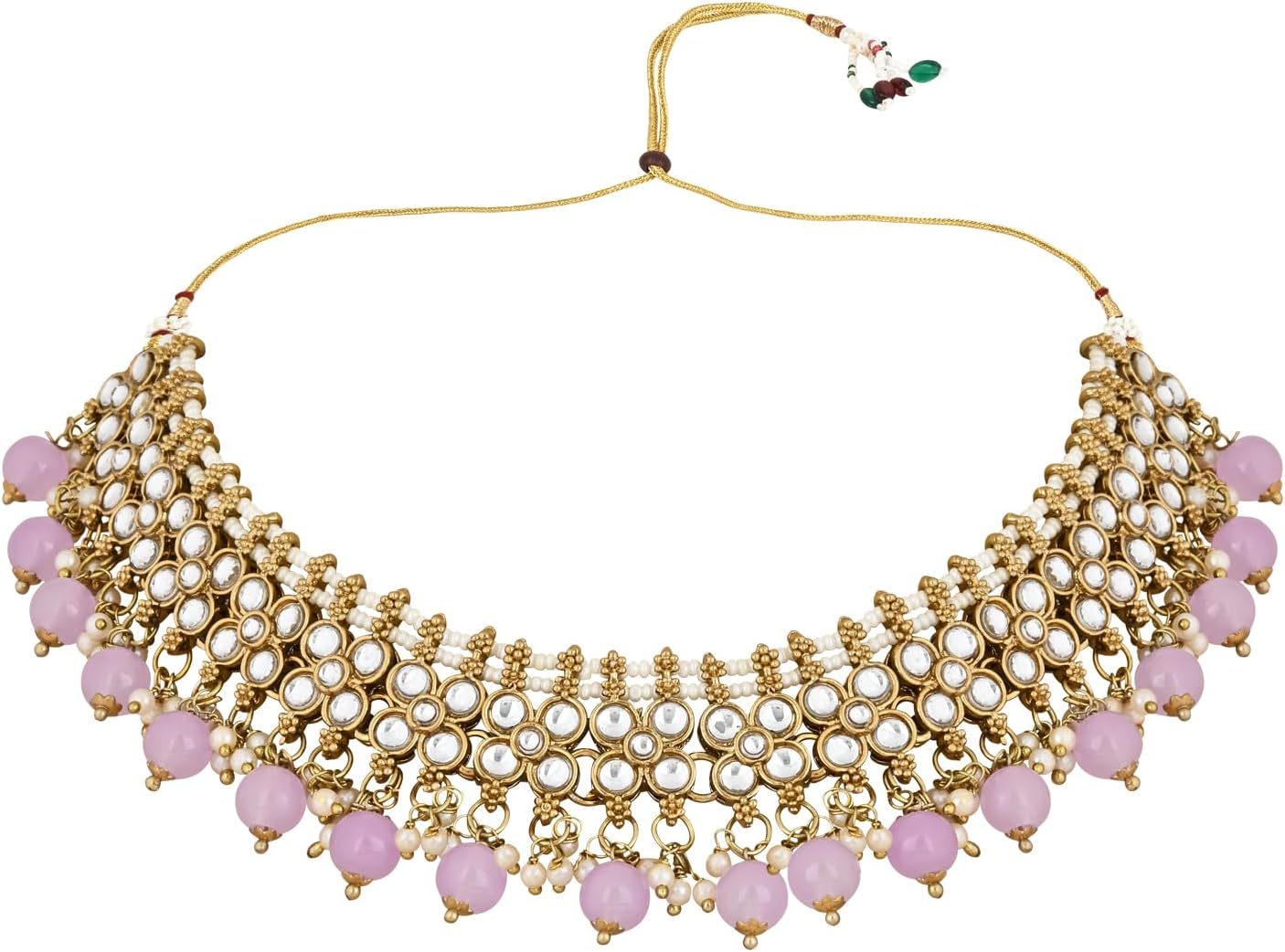 I Jewels Gold Plated Unique Design Multi layer Statement Handmade Choker Necklace Jewellery & Jhumka Earring Set For Women - Image 3