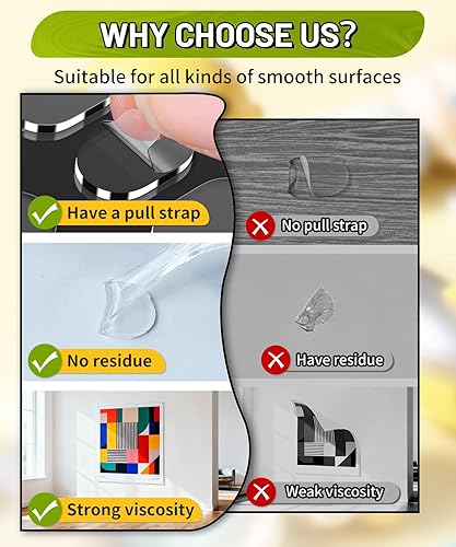 Miniatura 9 de Masilla de Montaje Grande Mejorada Sin Residuos con Lengüeta de Tracción, Puntos Adhesivos de Cinta de Doble Cara Transparentes Pegamento Adhesivo