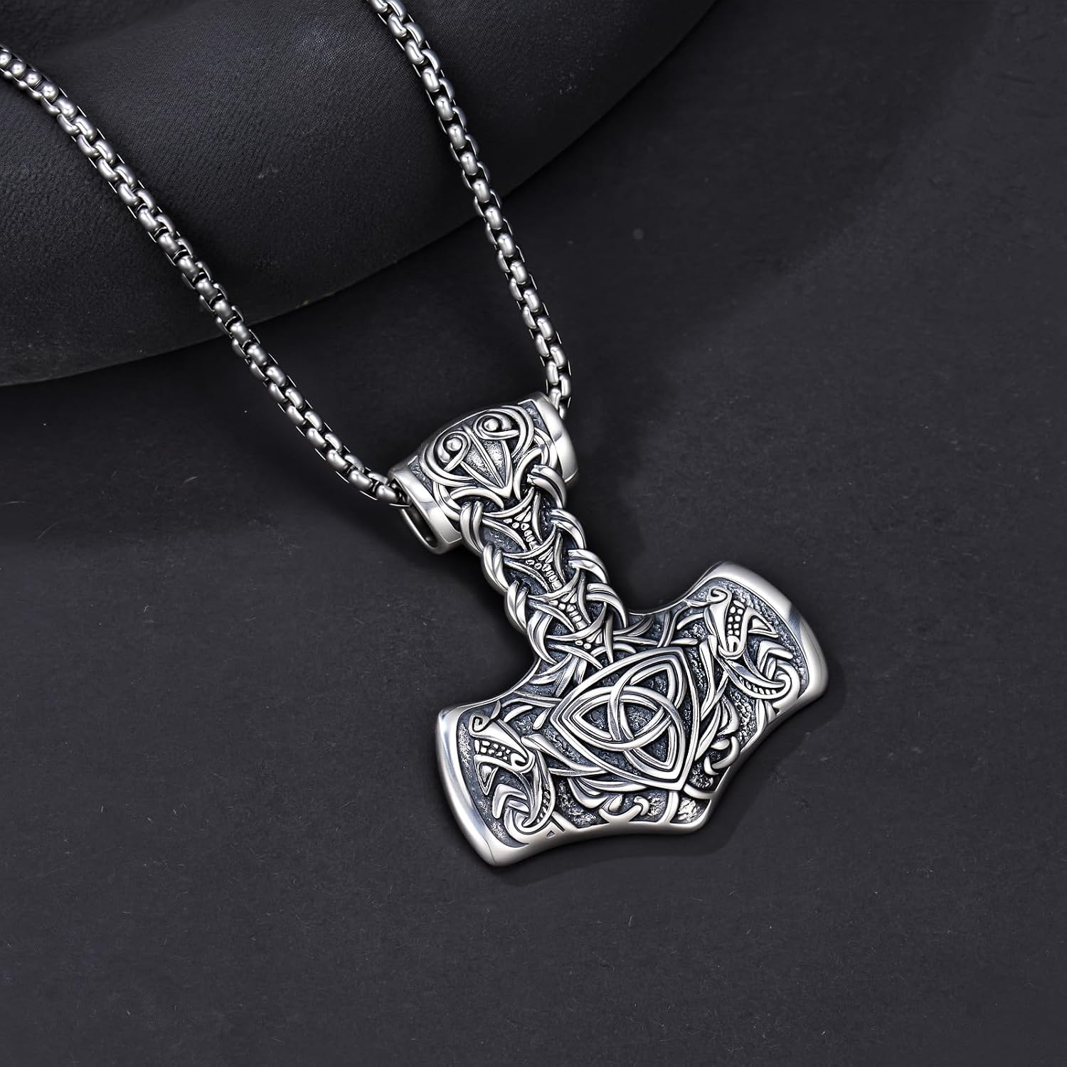 925 Sterling Silver Pendant Thor's Hammer Necklace, Vintage Nordic Viking Thor's Hammer Pendant, Men's Amulet Jewelry Gift