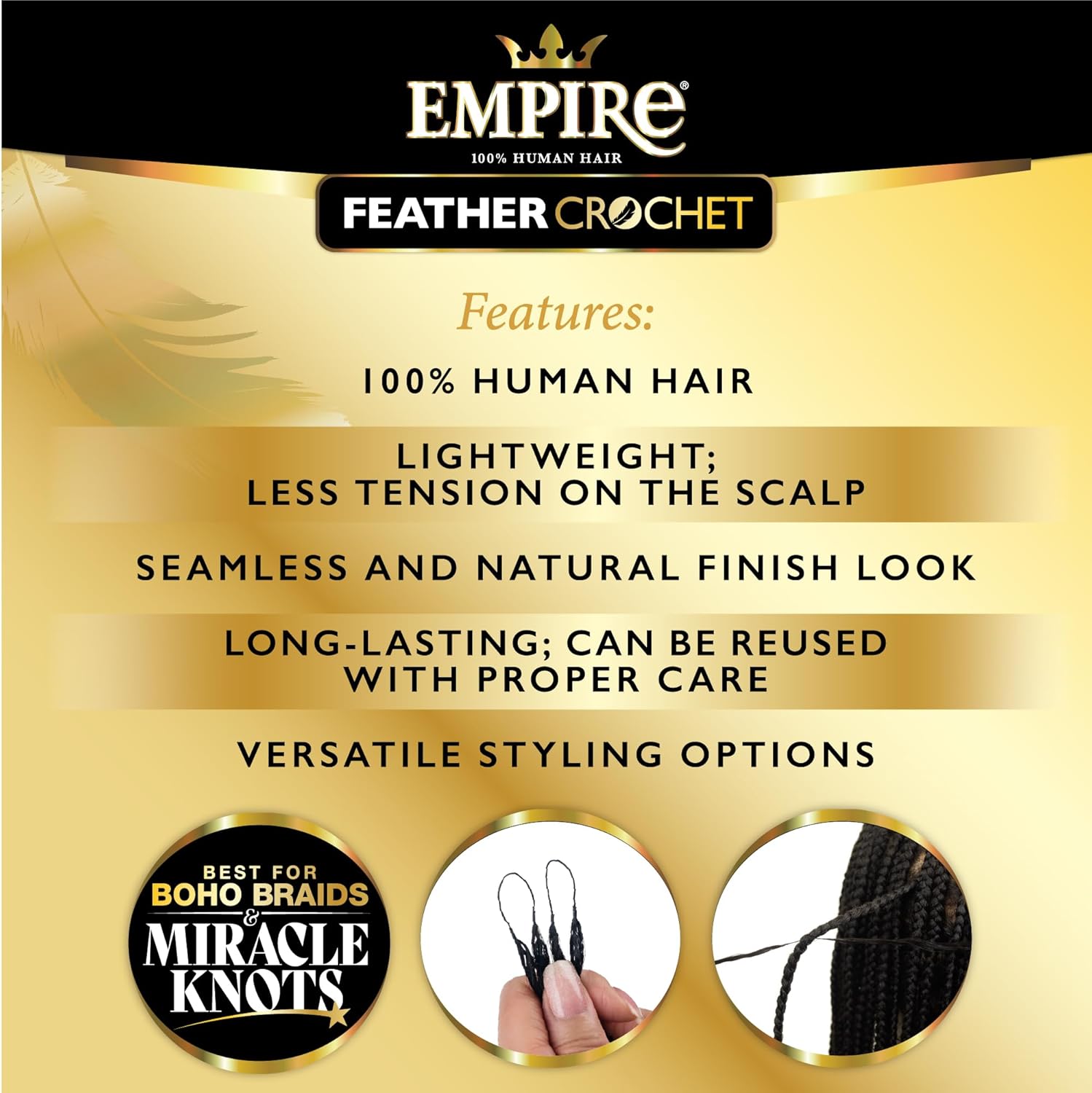 Sensationnel Empire Feather Crochet Braiding Hair - Body Wave Human Hair for Boho Braids and Miracle Knots Pre Separated 50 strands (14 inch, 30 LIGHTAUBURN)