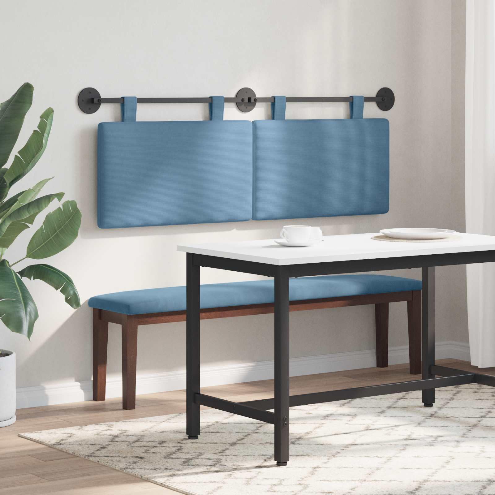 Cabecero colgante de pana rectangular 130 x 55 x 5 cm con acolchado, montaje en pared, juego de 2 unidades para dormitorio, habitación de invitados, cama doble, respaldo y cojín de lectura