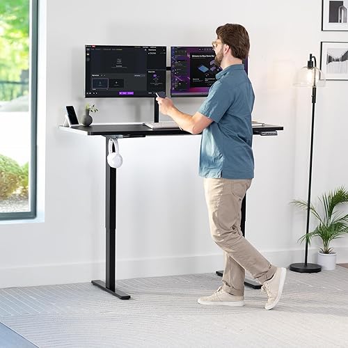 Vista 79 de VIVO DESK-TOP60G - Mesa universal de una pieza de 60 x 24 pulgadas, color gris oscuro, para marcos de escritorio estándar y sentados a pie, altura