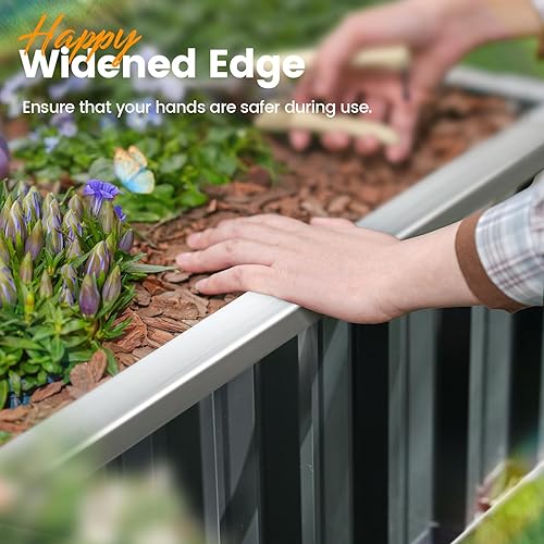 Miniatura 6 de KING BIRD Cama de jardín elevada galvanizada con 2 métodos de instalación para bricolaje, 101 x 36 x 18 pulgadas, caja de maceta elevada para