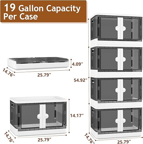 Miniatura 2 de SAglorb Paquete de 6 contenedores de almacenamiento de 19 galones con tapas, organización de contenedores de almacenamiento, contenedores de
