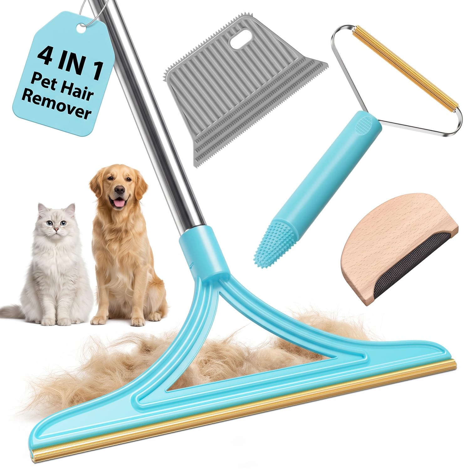 Photo 1 of FOZYLEEN 4-in-1 Pet Hair Removal Carpet Rake