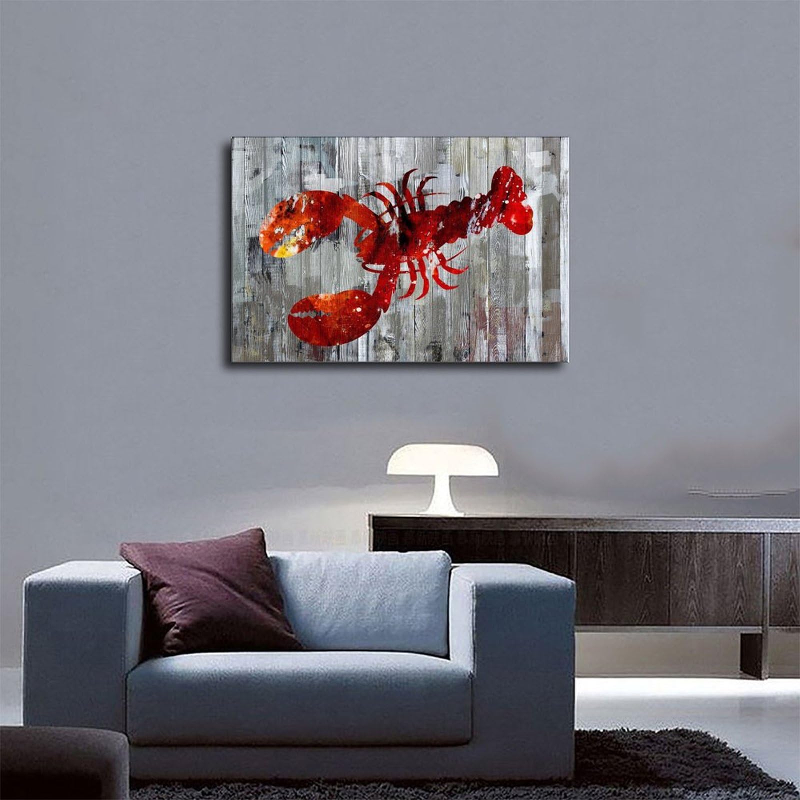 Aragosta astratta aragosta creatura marina animale marino moderno da appendere alla parete per soggiorno, decorazione artistica da parete poster per casa, bar, ristorante, garage, caffetteria, logo
