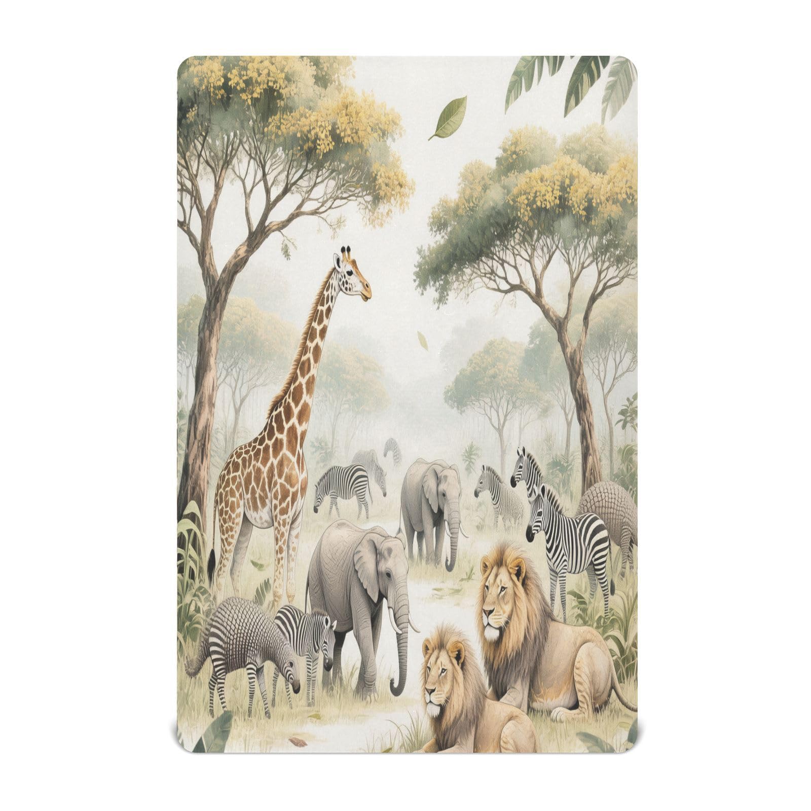 Ttgoth Safari Animals Fitted Cot Bed Sheet 140x70cm Jersey Knit Baby Sheet Soft Breathable Stretchy for Standard Cot Bed Mattress, Unisex Boys Girls
