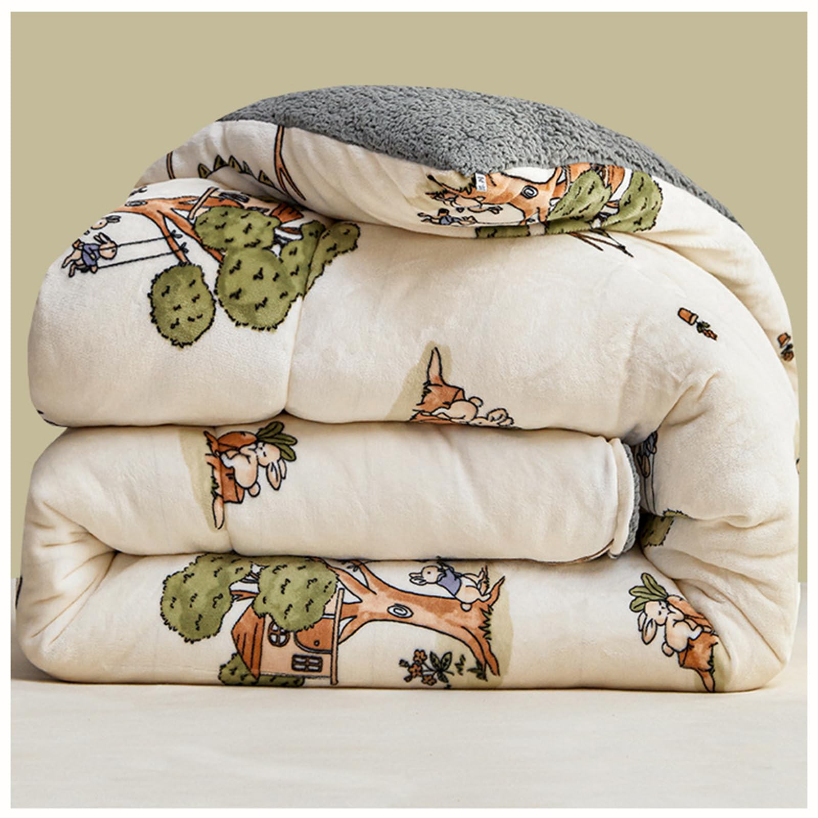 ZTGL Autumn and Winter Flannel Blanket, Thickened Soft Insulation Lamb Cashmere Quilt, Fluffy Double Sided Milk Velvet Comforter Core, Lightweight Duvet,C,150x200cm(3.5kg)