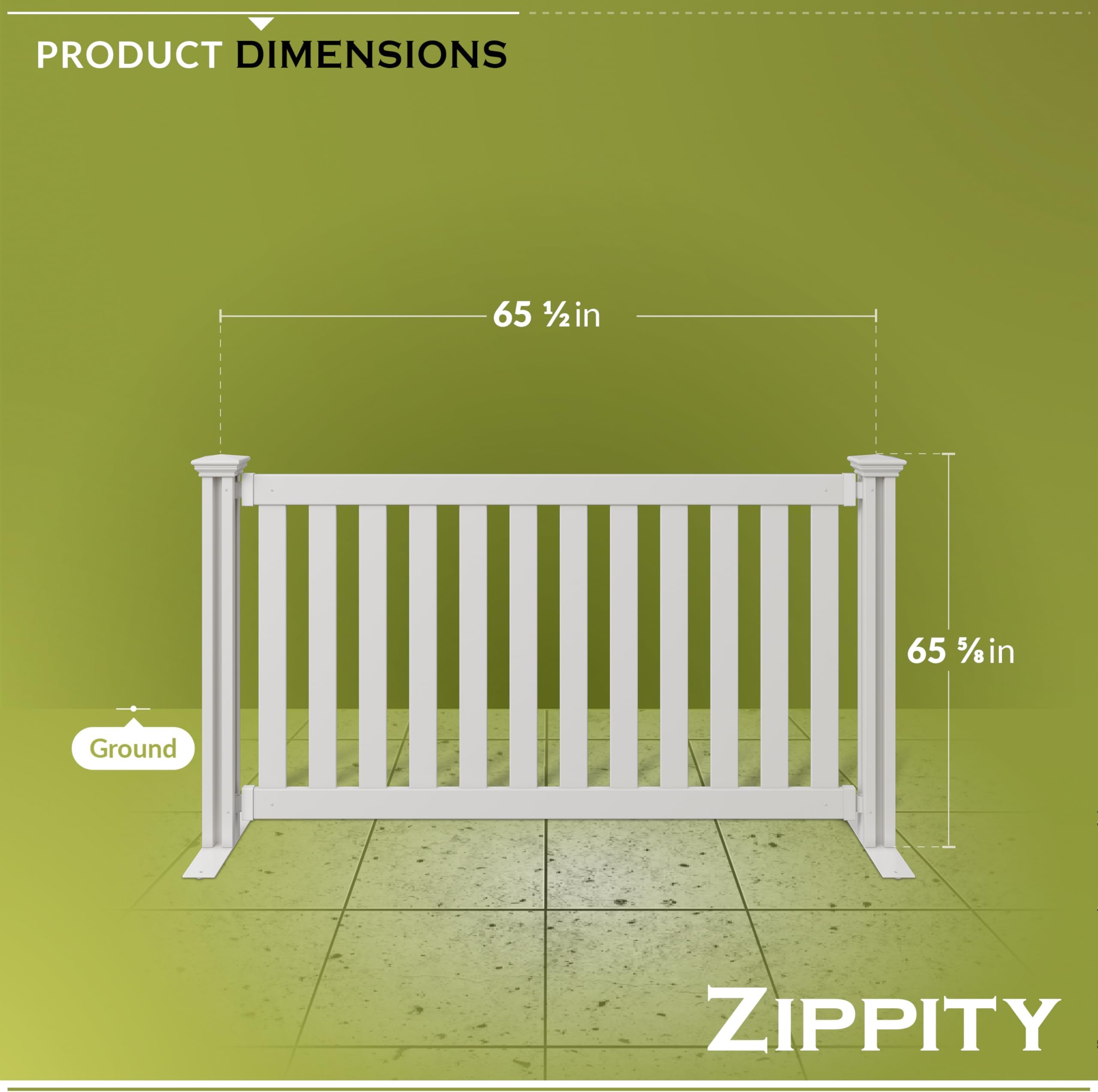 5.4ft H x 3.1ft W (1 Panel + 1 Post) Freestanding Zippity Davidson Fence Kit, White Vinyl Picket Fence Panel, Portable Outdoor & Indoor Fence for Temporary Events, Easy Install for Backyard, ZP19062