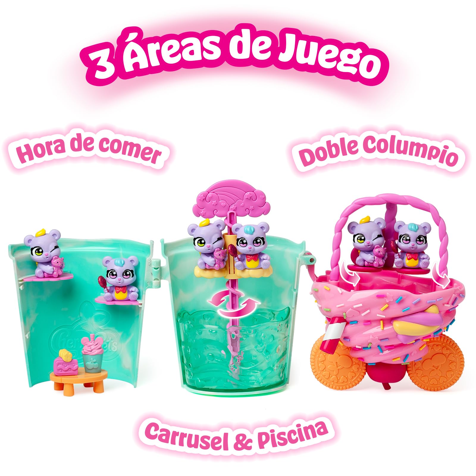 Smoothie Fun Park Bear Twins. Casita con Parque de Atracciones en Forma de Smoothie: Incluye 1 Smoothie, 2 Figuras exclusivas “Color Reveal” y 3 Accesorios