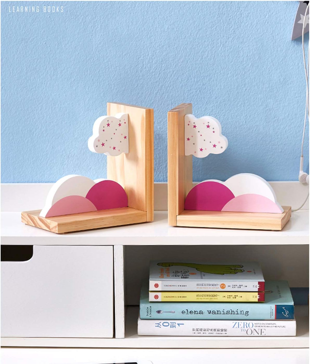 Wood Bookends for Girls - Baby Girl Nursery Room Decorative Bookends - 1 Pair