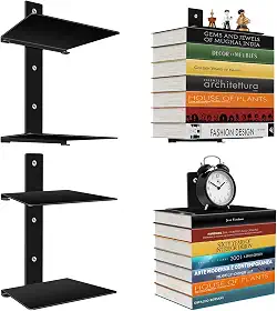 Prateleiras de livros flutuantes invisíveis profissionais para parede, estantes de livros verticais de 4 níveis, montadas na parede e economia de espaço, organizador de livros de metal resistente para