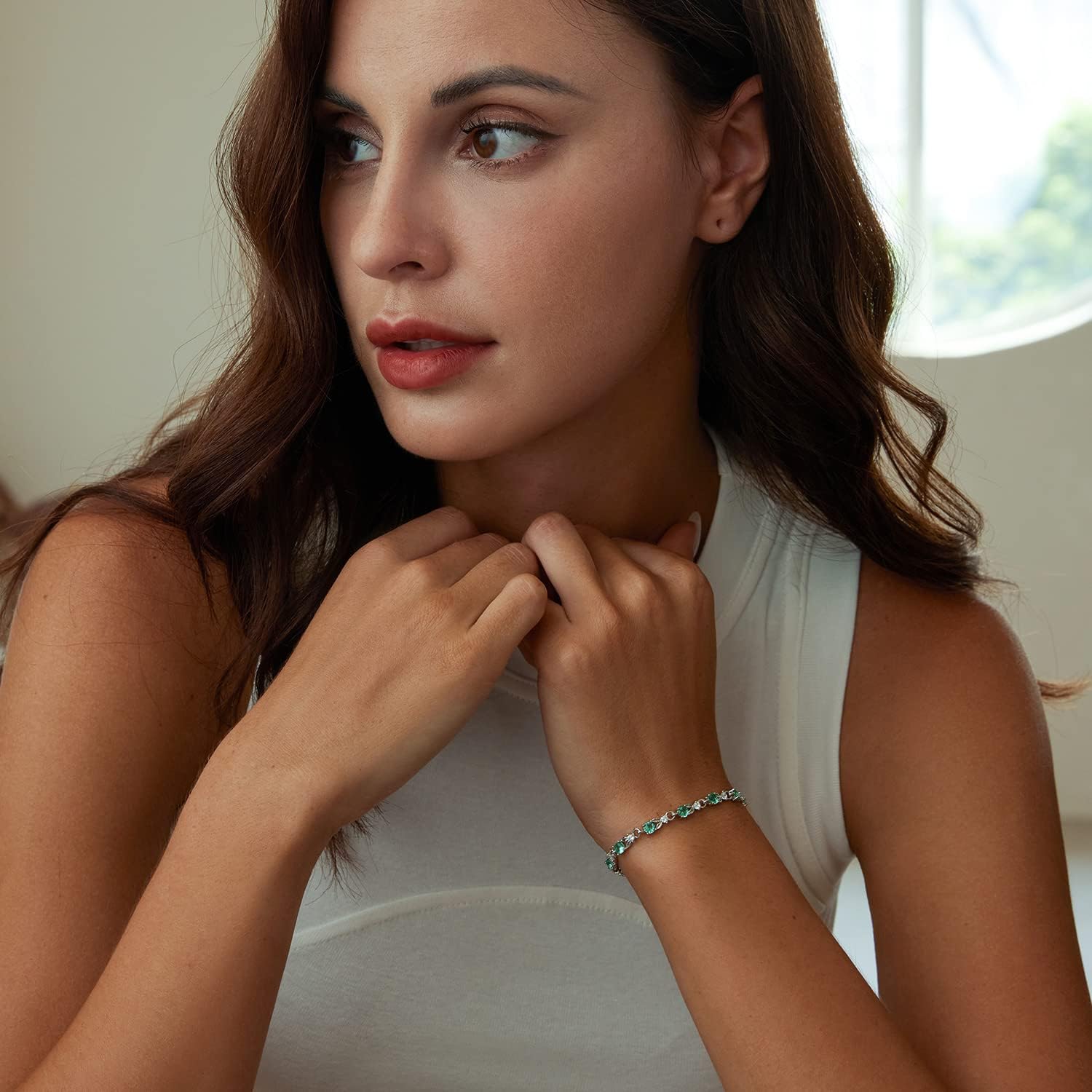 WOSTU White Gold Plated 3mm CZ Classic Tennis Wedding Bracelets for Brides Cubic Zirconia| White Gold Bracelets for Women | Size 6.5-8 Inch - Image 2