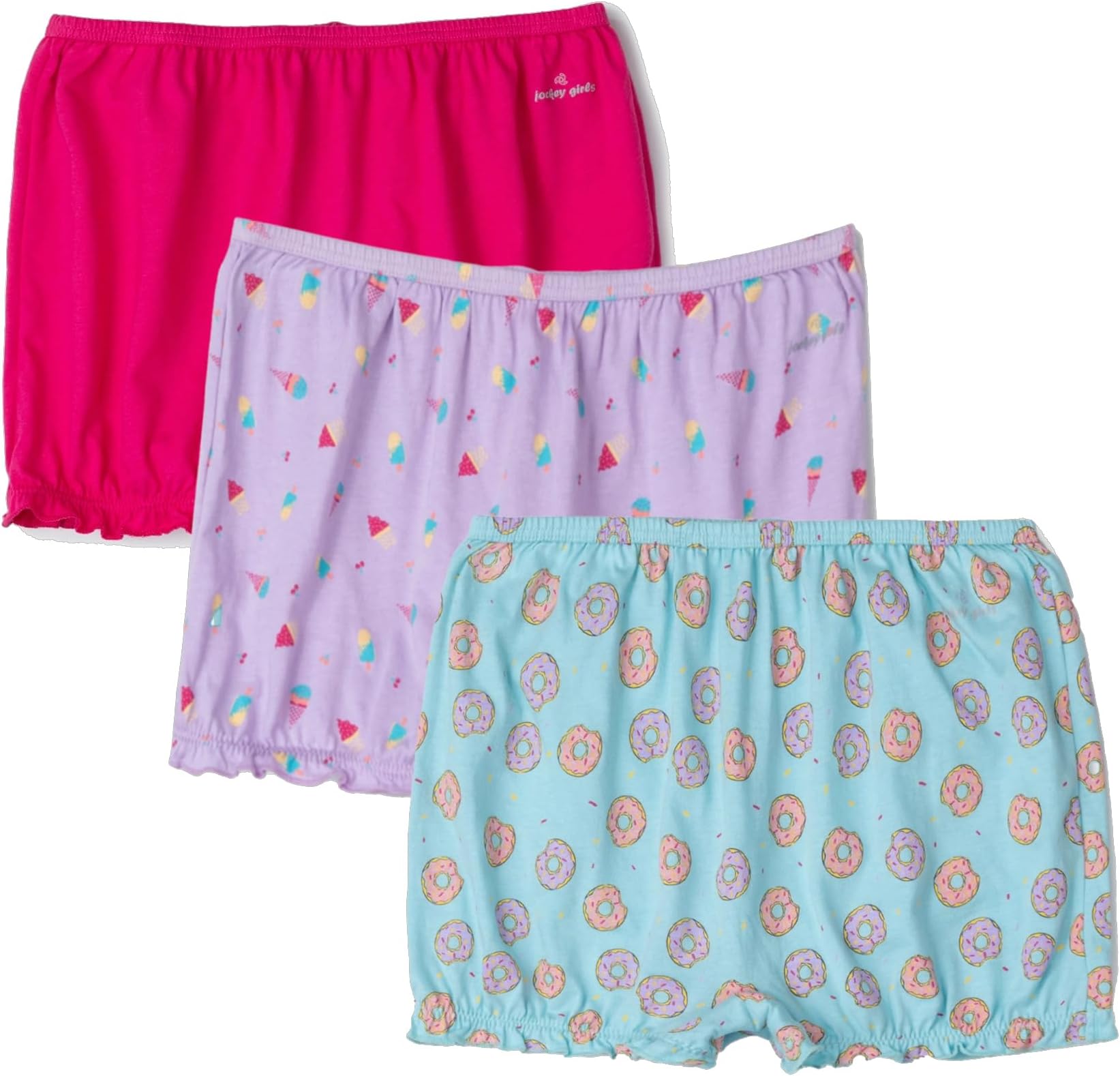 SG06 Girl's Super Combed Cotton Printed Bloomers with Ultrasoft Waistband (Pack of 3)