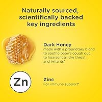 Vista 3 de Jarabe de Miel para la Tos de Bebé Zarbee's + Inmune para Bebés de 12-24 Meses, Jarabe para la Tos Seguro y Eficaz con Miel Oscura Calmante y Zinc