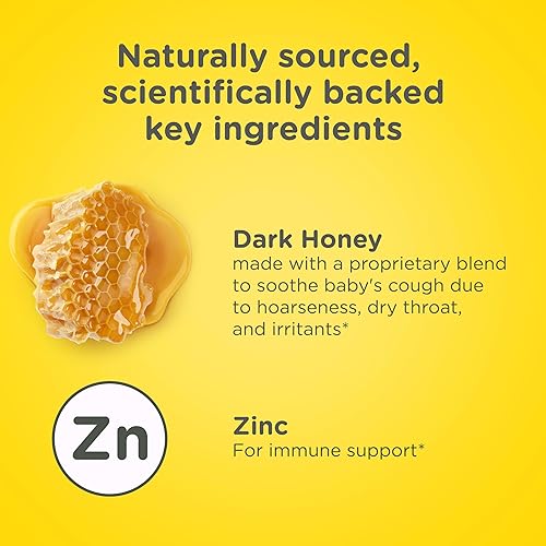 Miniatura 3 de Jarabe de Miel para la Tos de Bebé Zarbee's + Inmune para Bebés de 12-24 Meses, Jarabe para la Tos Seguro y Eficaz con Miel Oscura Calmante y Zinc