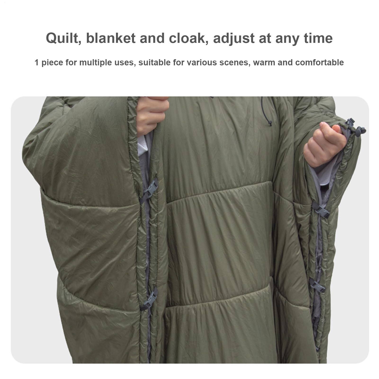 Poncho multiuso per esterni, per campeggio, sacco a pelo, amache con | cappuccio, coperta indossabile per tutte le stagioni, borsa per amaca, sotto trapunte poncho, coperta isolante leggera