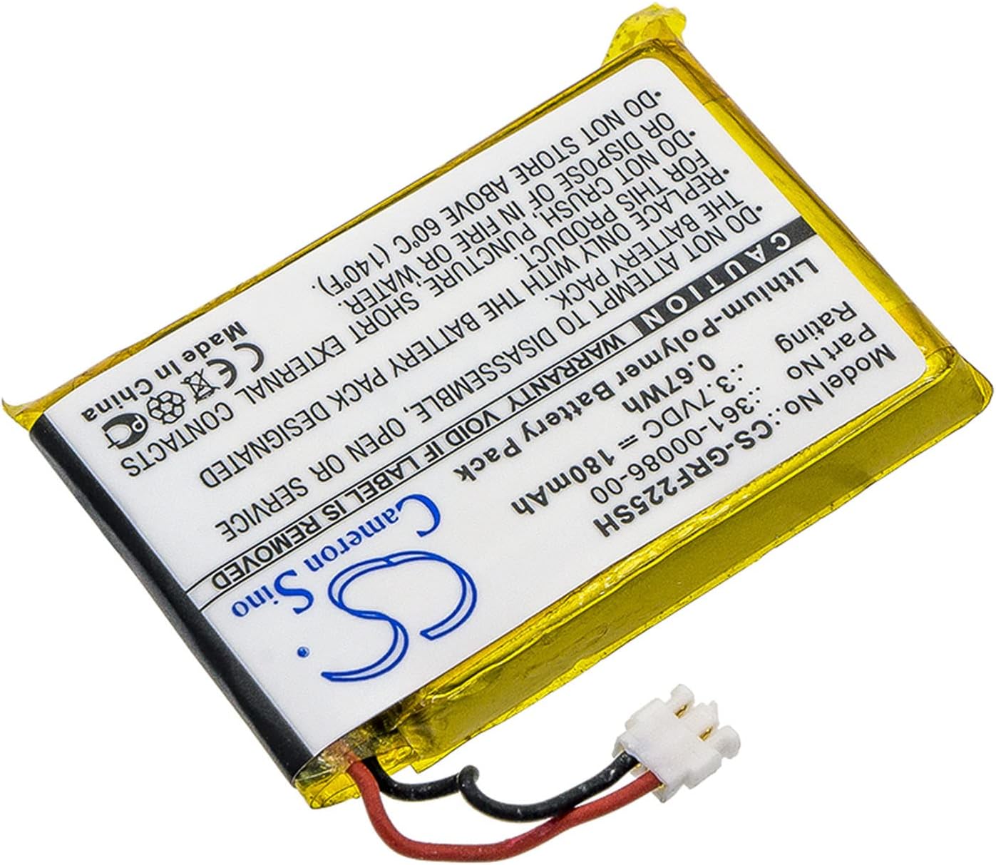 Cameron Sino Battery for Garmin 010-01959-00, Approach G10, Forerunner 220, 225, 235, 630, 645, 735XT, 745, GRM0371754 180mAh