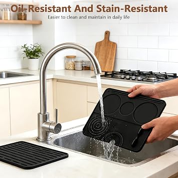 3-in-1 Silicone Coffee Maker Mat for Ninja Luxe Espresso Coffee Machine ES601/ES701 with Convex Edge, Large Anti-Slip Heat-Resistant Bar Mat